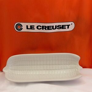 Le Creuset White Ceramic Corn Serving Dish